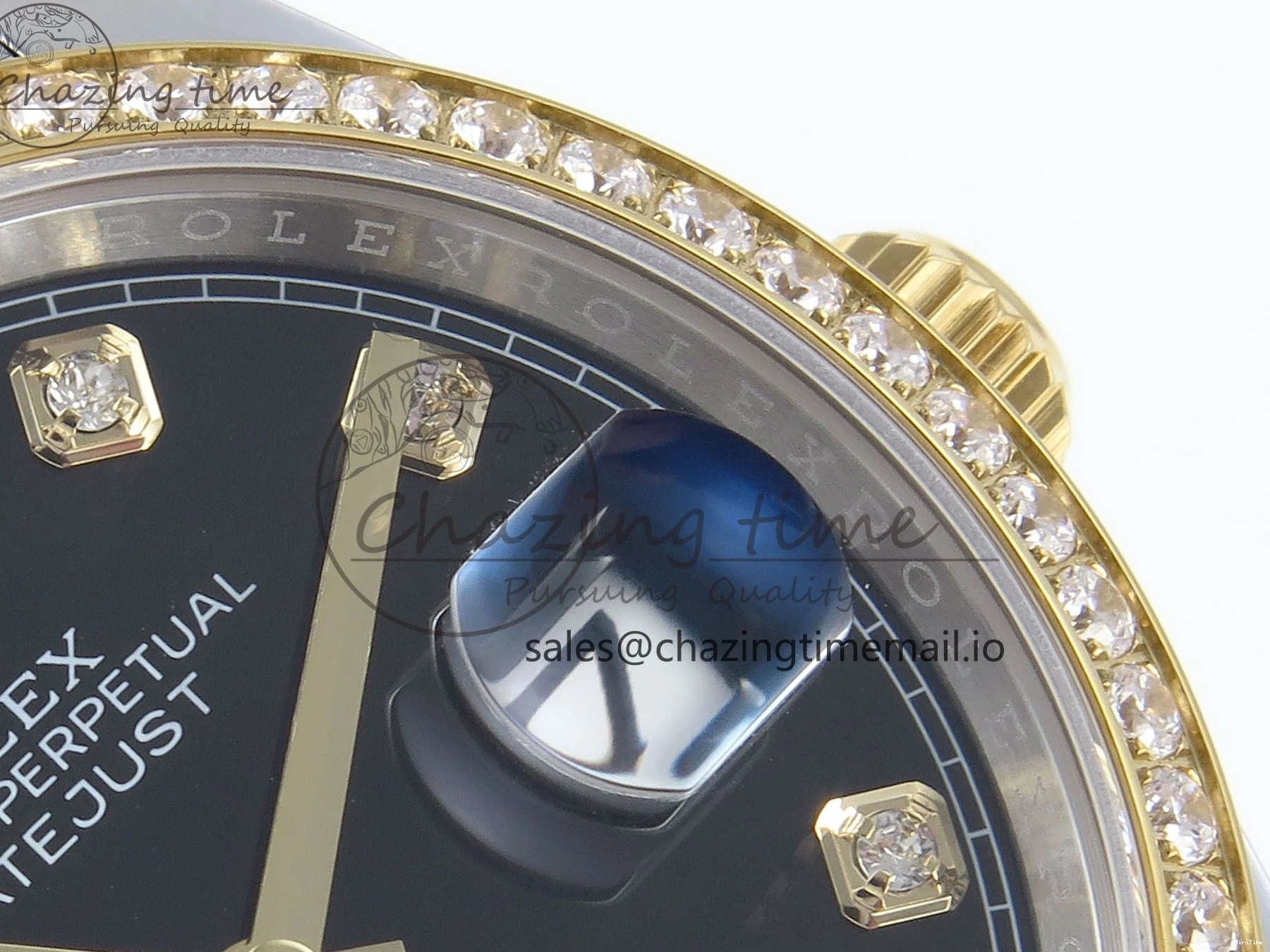 MiroTime 0109 Stretchable DateJust 36 126283RBR EWEF Best Edition Black Diamonds Dial on SS YG Jubilee Bracelet A 634